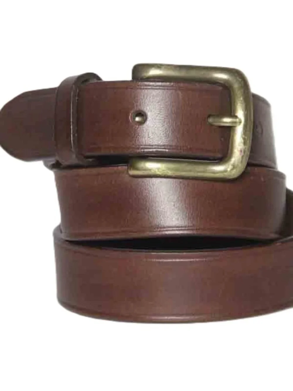 Vintage Boy's Brown Leather Dress Belt Brass Buckle Size 28 FITS 26